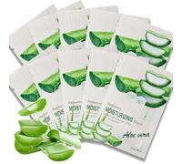 Aloe Vera Face Masks Skincare 10Pcs, Sheet Mask with Hyaluronic Acid, Hydrating Face Mask for Soothing & Moisturizing, Organic Aloe Vera for All Skin Types, Daily Calming Facial Sheet Mask