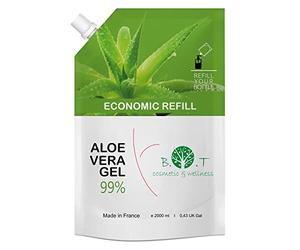 Aloe Vera Gel Bio Pure 100% Natural Lanzarote: Aloe Vera After Sun, Face Care, Face Moisturiser, Body Moisturiser, Hair Care, After Wax, Shave, Tattoo, Hydrating, Soothing - 2000 ml 2 L
