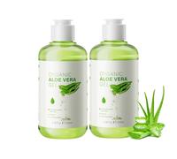 Aloe Vera Gel for Face & Body, Organic Aloe Vera Moisturiser with Pump Bottle, Cooling Refreshing Hydrating Formula, Daily Skin and Scalp Nourishment for Women and Men (2PC)