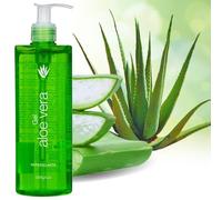 Aloe Vera Gel in Large 390 ml Dispenser, Chamomile Extract, Dermatologically Tested, Moisturising Care for Skin and Hair - For Sunburn, Skin Irritation, Insect Bites - After Sun