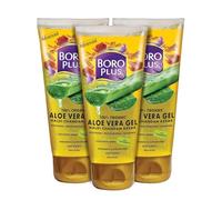 Aloe Vera Gel with Haldi, Chandan & Kesar Rich in Vitamin E and Antiseptic Herbs Anti-ageing Free from Parabens, Silicones and Synthetic Dyes 450ml Pack of 3 150ml each