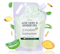 Aloe Vera & Ginger Gel - Naturally Hydrating & Firming - Fresh Organic Aloe from Spain - For Face, Body, Hair - After Sun, Shaving, Tired Legs 169.07 fl oz