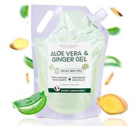 Aloe Vera & Ginger Gel - Naturally Hydrating & Firming - Fresh Organic Aloe from Spain - For Face, Body, Hair - After Sun, Shaving, Tired Legs (5000 ml)