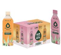 Aloe Vera Immunity Drink with Bits, Low Calorie Multivitamin Beverage, Mixed Pack of Lychee and Passionfruit, 12 x 500ml Bottles By Red Rainbow