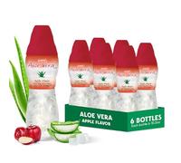 Aloe vera juice (Apple flavored) with bigger chunks pure aloe pulp (6 Packs) Plant based juice great for hydration and contains large aloe pulp. It is healthy for adults and kids