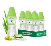 Aloe vera juice (Grape flavored) with bigger chunks of pure aloe pulp (6 Packs) Plant based juice great for hydration and contains large aloe pulp. It is healthy for adults and kids
