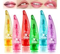 Aloe Vera Lip Oil Gloss, Magic Colour Changing Lipgloss Long Lasting Glitter Lip Gloss Set Lips Moisturizer Aloe Vera Lip Glow Balm,Light Texture No Greasy Lip Care for Women Girls (6Pcs/Set)