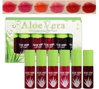 Aloe Vera Nourishing Lip Tint Set, Red-Pink Shades 6-Colour, Lip Tint Stain Set, Mini Liquid Water Tint, Moisturizing Lip Gloss, Multi-Use Lip, Lip Stain for Women(6PCS)