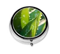 Aloe Vera Round Mini Pill Box, 3 Compartment Pill Box, Portable Pill Box, can be Put into Wallet, Pocket, Light and Convenient