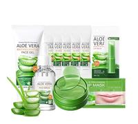 Aloe Vera Skincare Gift Set for Women - Self Care Gift Sets - Pamper Gift for Mum - Skin Care Sets & Kits - 10PCS Gifts for Teenage Girls with Face Serum-Gel Mask*5-Face Gel-Eye Mask-Lip Mask-Lip Balm