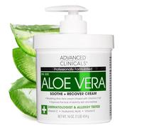 Advanced Clinicals Aloe Vera Cream, 16 oz, Aloe Vera with Vitamin C, Hyaluronic Acid and Vitamin E Cream for Dry, Rough Skin and Redness Large Spa Size 16 Ounce Cream with Pump (1 Pack)
