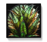 Aloe Vera Stained Glass Effect No.3 Canvas Print | Gallery Wrapped 30mm Frame Wall Art | 20x20 inches | Ready to Hang | Modern Picture | Living Room Bedroom Lounge Office