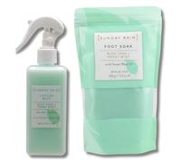 Aloe Vera & Sweet Mint Body Care Set: Vegan, Cruelty-Free Moisturising Body Lotion Mist (300ml) and Exfoliating Foot Soak (400g)for Dry Skin Relief