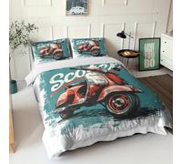 ALoEu Scooter Comforter Cover Microfiber Quilt Cover 3PCs Duvet Cover Sets 3D Printing Bedding Set Pillow Cases with Zipper Closure Boys Girls Kids Youth Teens King（220x240cm）