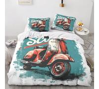 ALoEu Scooter Duvet Cover Microfiber Comforter Cover Bedding Sets for Boys Girls Kids Youth Teens Quilt Cover 3D Printed Pillow Cases 3 Pcs with Zipper Closure Double（200x200cm）