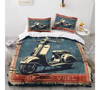 ALoEu Scooter Duvet Cover Quilt Cover Boys Girls Kids Bedding Set with Pillow Cases Comforter Cover with Zipper Closure Microfiber 3D Print 3PCs Double（200x200cm）