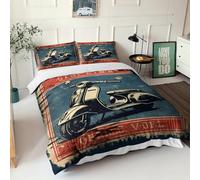 ALoEu Scooter Duvet Cover Set 3D Bedding Set with Pillowcase 3 Pieces Soft Microfiber Comforter Cover Quilt Cover with Zipper Closure King（220x240cm）