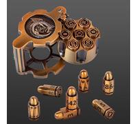 Aloftopz Metal Bullet Dice Set of 7 with Spinning Revolver Cylinder Container Perfect Role Playing Dice Set, Cyberpunk Style DND Dice Set for DND & Other Tabletop Games