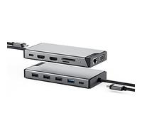 ALOGIC Triple Display USB-C 12-in-1 Mini Docking Station, 2x HDMI, 1x VGA, 100W PD, 2x USB-C, 3x USB-A 2.0, 1x USB-A 3.0, 1x SD/Card Port, RJ45, DisplayLink, Compatible with MacBook/Windows & more.