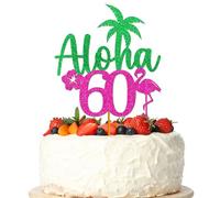 Aloha 60 Cake Topper, Hawaiian 60th Birthday Decor, Cheers to 60 Years, Tropical Luau Summer Theme 60th Birthday Party Decorations