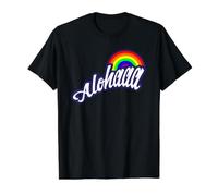 Aloha and Rainbows for the Islands in Hawaii Value Graphic T-Shirt, Men, Black, S