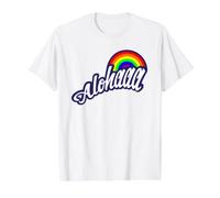 Aloha and Rainbows for the Islands in Hawaii Value Graphic T-Shirt, Men, White, L