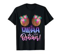 Aloha Beaches Hawaiian Tropical Coconut Bra Value Graphic T-Shirt, Men, Black, L