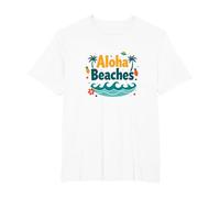 Aloha Beaches Tropical Paradise Summer Vacation T-Shirt, Men's Big and Tall, White, 6X Tall