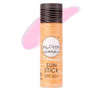 Aloha Care Sun Stick SPF 50+, Sun Cream Face Surf, Mineral Protection Children Without Plastic, Travel Sunscreen, Zinc Oxide Alternative, Water Resistant, Water Sports, 20 g (Pink)