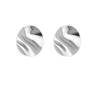 Aloha Earrings Clip On Rippled Disc Stud Earrings, One Size, Metal, No Gemstone