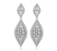 Aloha Earrings Non Pierced Silver Tone Clip On Sparkling Statement Dangling Earrings, One Size, Metal, crystal