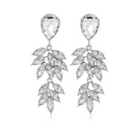Aloha Earrings Non Pierced Silver Tone Clip On Sparkling Statement Dangling Earrings, One Size, Metal, crystal