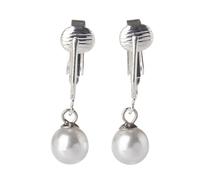 Aloha Earrings Non Piercing Clip On Round Simulated Freshwater Pearl Dangle Earrings, One Size, Metal, No Gemstone