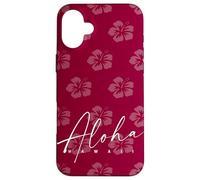 Aloha Hawaii Burgundy Hibiscus Island Vibes Pattern Case for iPhone 16 Plus