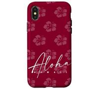 Aloha Hawaii Burgundy Hibiscus Island Vibes Pattern Case for iPhone X/XS