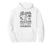 Aloha Hawaii Hawaiian Dancer Palm Trees Hibiscus Waves Hula Pullover Hoodie