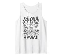 Aloha Hawaii Hawaiian Dancer Palm Trees Hibiscus Waves Hula Tank Top