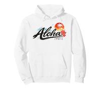 Aloha Hawaii Japanese Brush Script Sunset Floral Ocean Vibes Pullover Hoodie