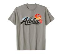 Aloha Hawaii Japanese Brush Script Sunset Floral Ocean Vibes T-Shirt