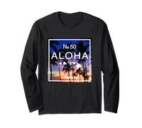 Aloha Hawaii No. 50 State Tropical Beach Sunset Long Sleeve T-Shirt