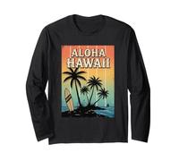 Aloha Hawaii Palm Tree Tropical Hawaiian Island Lover Surfer Long Sleeve T-Shirt