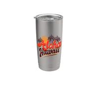Aloha Hawaii Retro Sunset Palm Trees Tropical Vacation Stainless Steel Insulated Tumbler