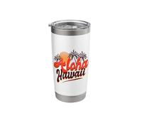 Aloha Hawaii Retro Sunset Palm Trees Tropical Vacation Stainless Steel Insulated Tumbler