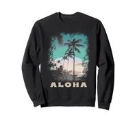 Aloha Hawaii Sunset Palm Trees Tropical Beach Vacation Surf Sweatshirt