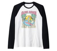 Aloha Hawaii Surf and Soul Retro Tropical Surfer Art Raglan Baseball Tee