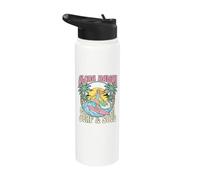 Aloha Hawaii Surf and Soul Retro Tropical Surfer Art Stainless Steel Insulated Water Bottle