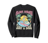 Aloha Hawaii Surf and Soul Retro Tropical Surfer Art Sweatshirt