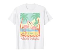 Aloha Hawaii Tropical Paradise Flamingo Beach Sunset Retro T-Shirt