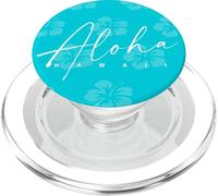 Aloha Hawaii Turquoise Hibiscus Island Vibes Pattern PopSockets PopGrip for MagSafe
