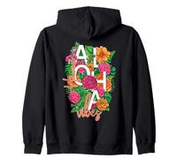 Aloha Hawaii Vibes Tropical Hibiscus Floral Retro Island Zip Hoodie